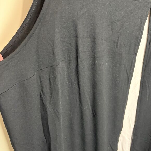 J Jill Wearever Colorblock Dress Womens 2X Split Front Trapeze Swing White Black - Picture 4 of 7